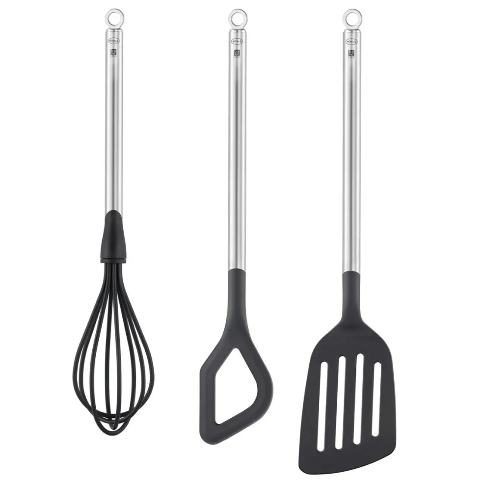 Conjunto de 3 utensilios de cocina de nailon con mango de inox Basic Line Rösle