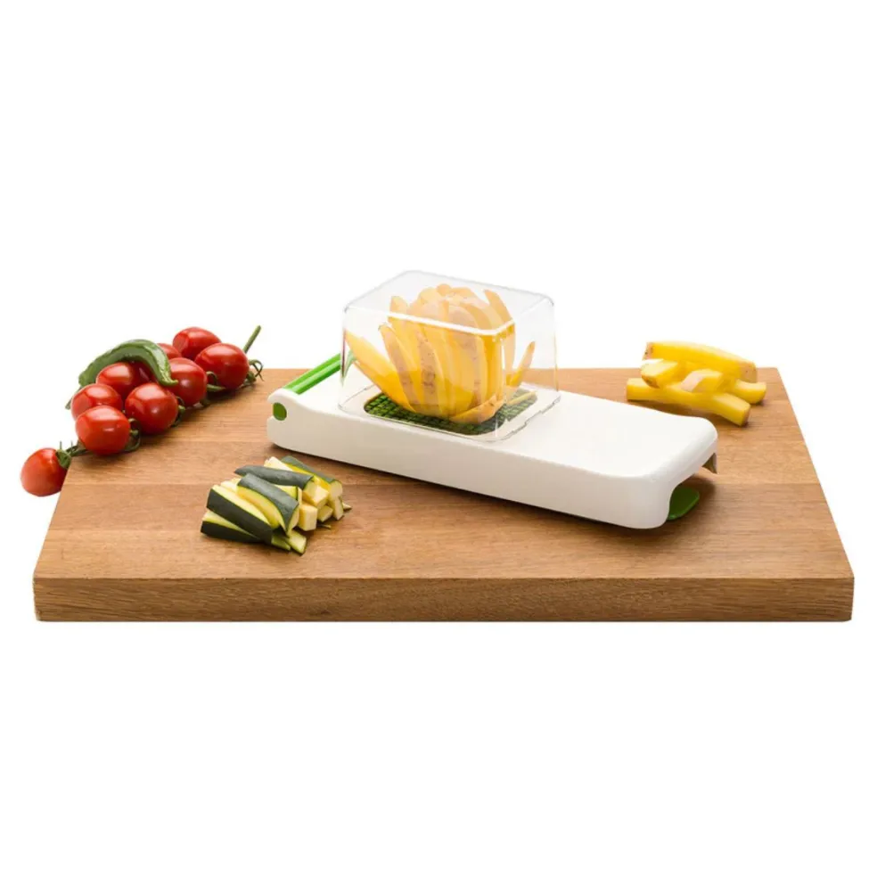 Cortador de patatas y verduras con dos cuchillas y recogedor Alligator