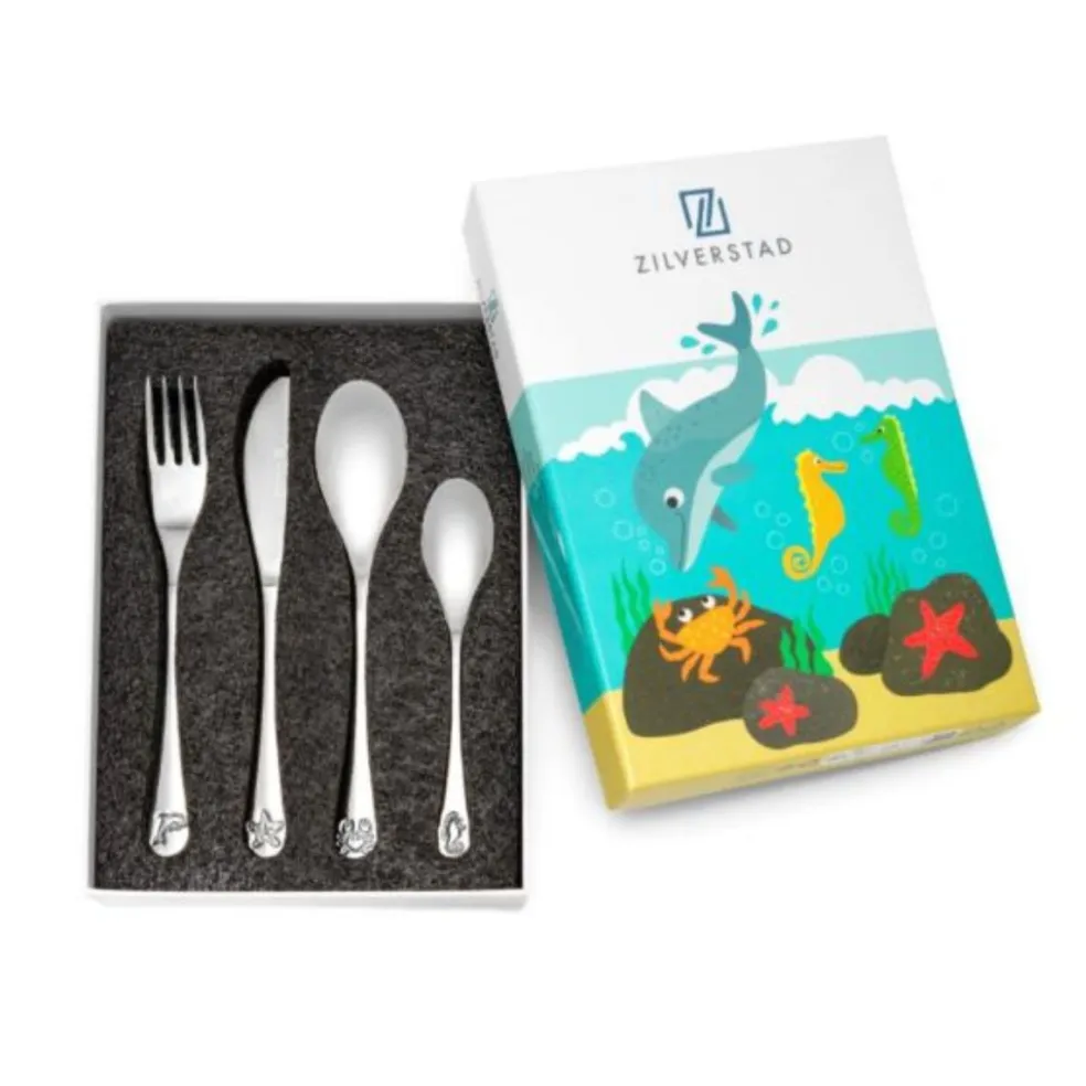 Cubertería de 4 piezas de acero inox Sea Life Zilverstad