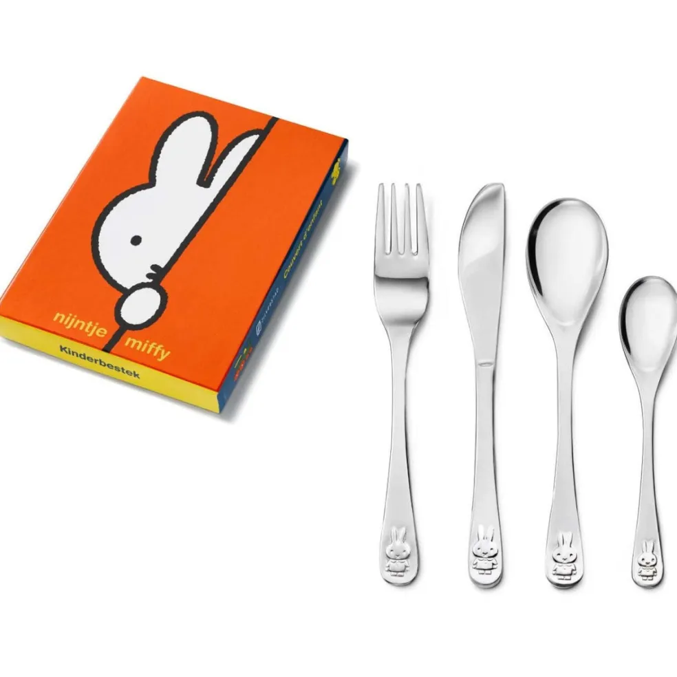 Cubertería de 4 piezas de acero inox Miffy Zilverstad