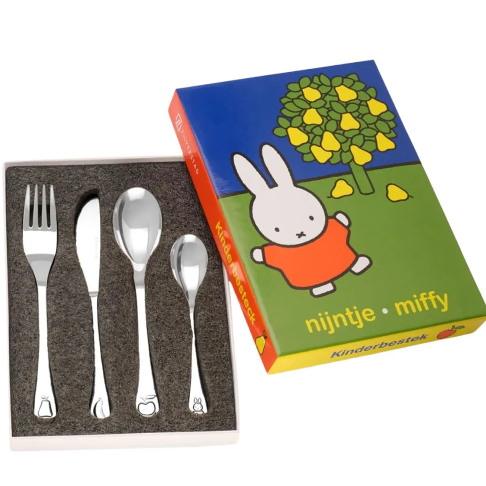 Cubertería de 4 piezas de acero inox Miffy Fruit Zilverstad