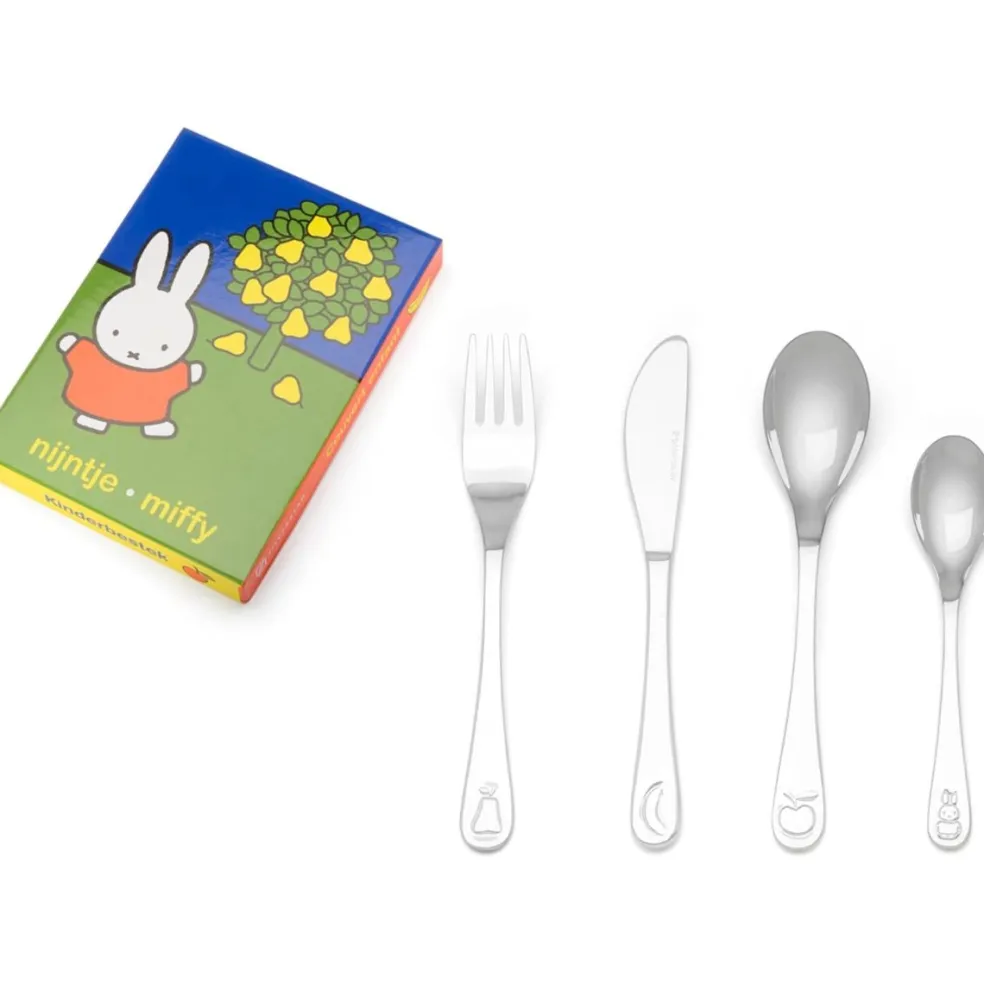 Cubertería de 4 piezas de acero inox Miffy Fruit Zilverstad