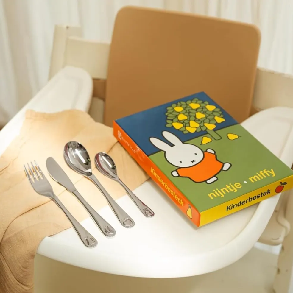 Cubertería de 4 piezas de acero inox Miffy Fruit Zilverstad