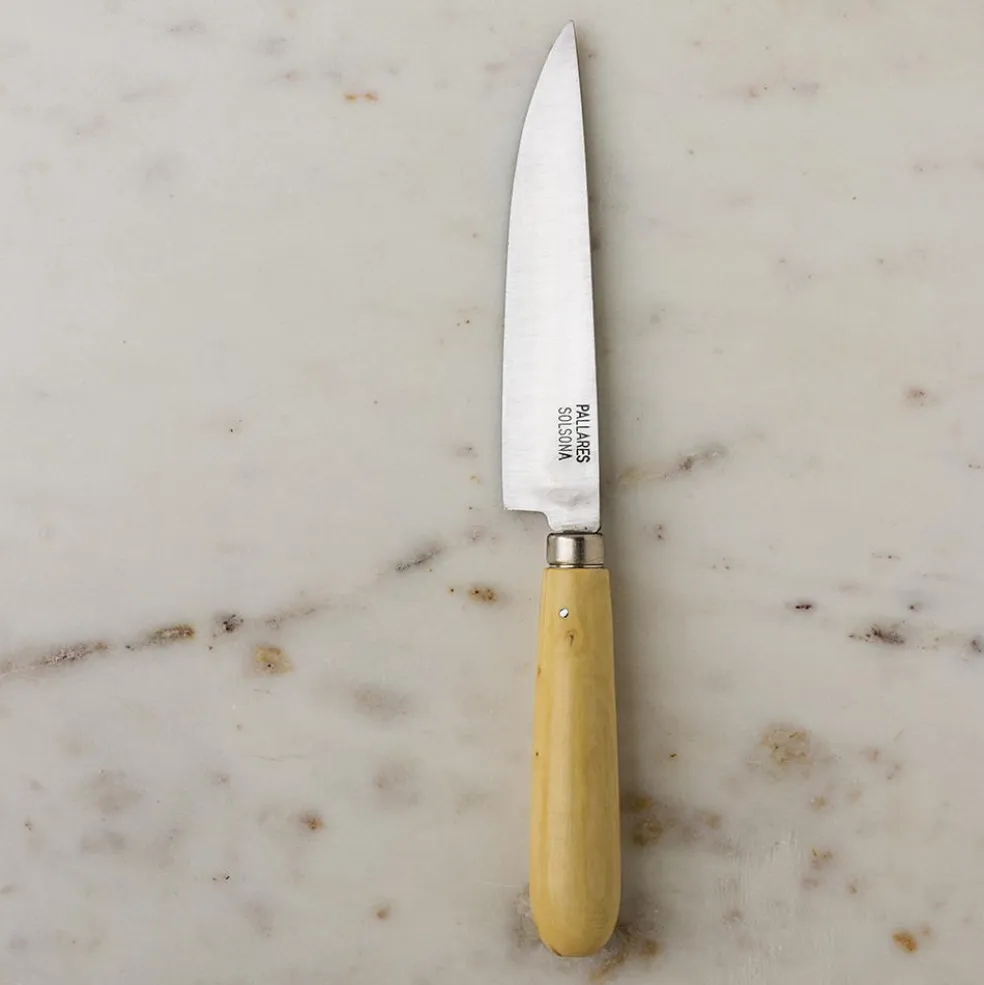 Cuchillo de cocina Pallarès de acero carbono con mango de boj