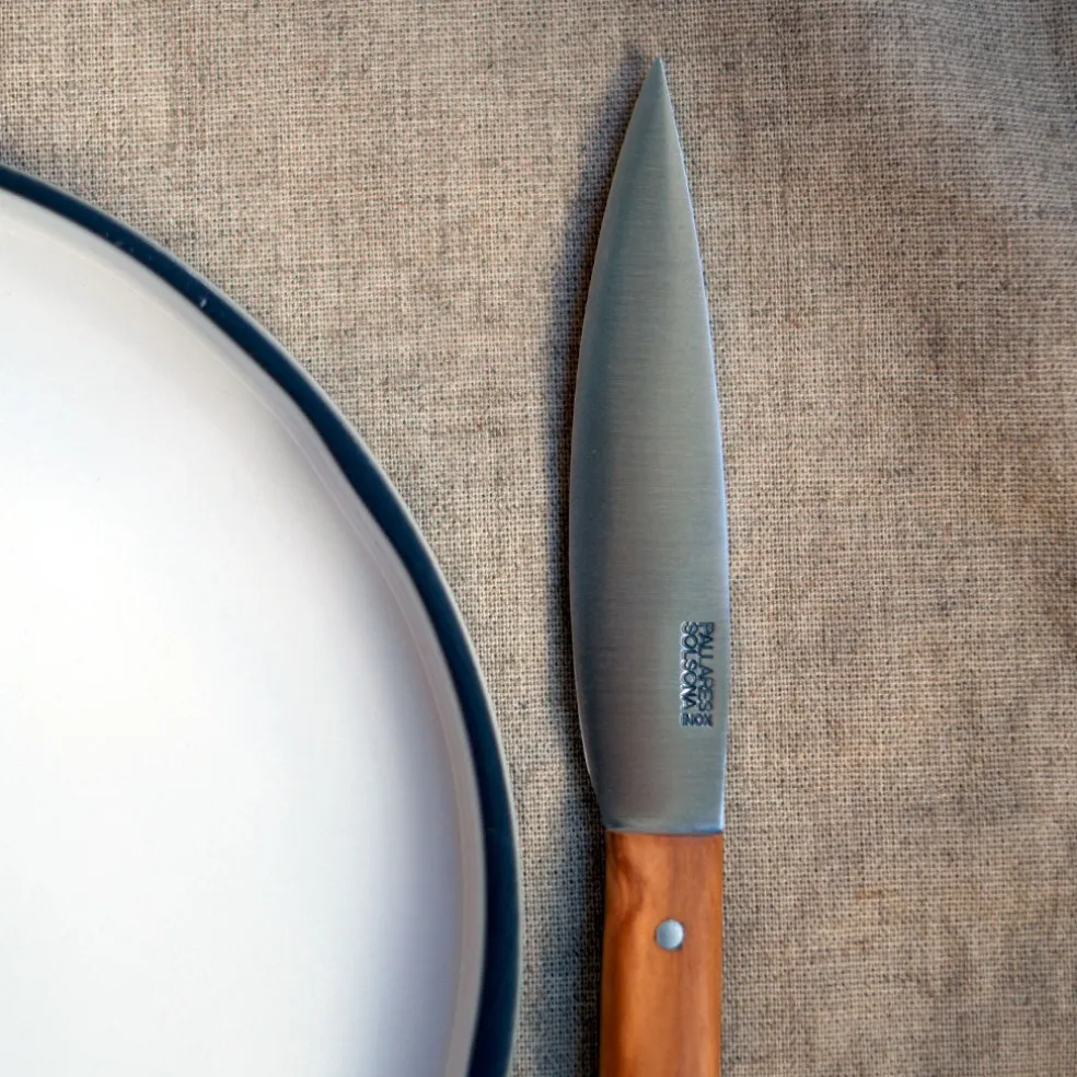 Cuchillo de mesa estilizado con mango de olivo Pallarès