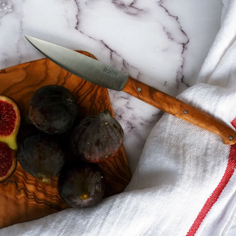Cuchillo de mesa estilizado con mango de olivo Pallarès