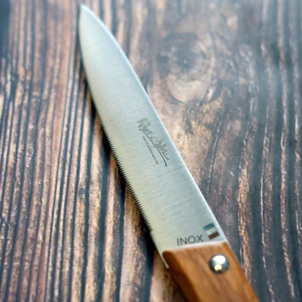 Cuchillo de mesa microdentado con mango de olivo Roger Orfevre