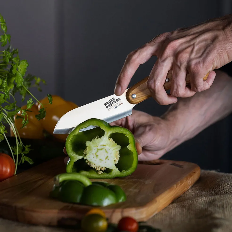 Cuchillo santoku con mango de madera de olivo Roger Orfevre