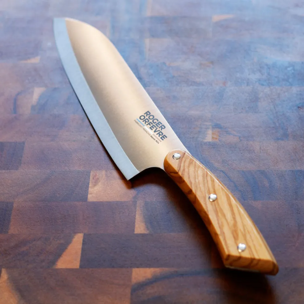 Cuchillo santoku con mango de madera de olivo Roger Orfevre