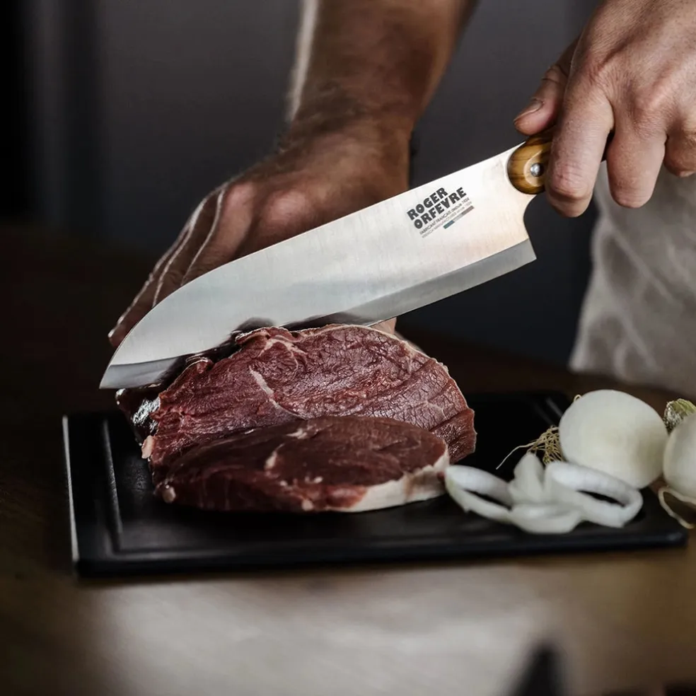 Cuchillo santoku con mango de madera de olivo Roger Orfevre