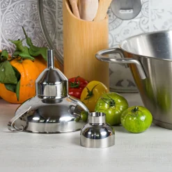 Embudo de acero inoxidable para conservas con adaptadores Cristel