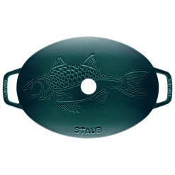 Fuente de horno ovalada de hierro fundido con tapa Staub