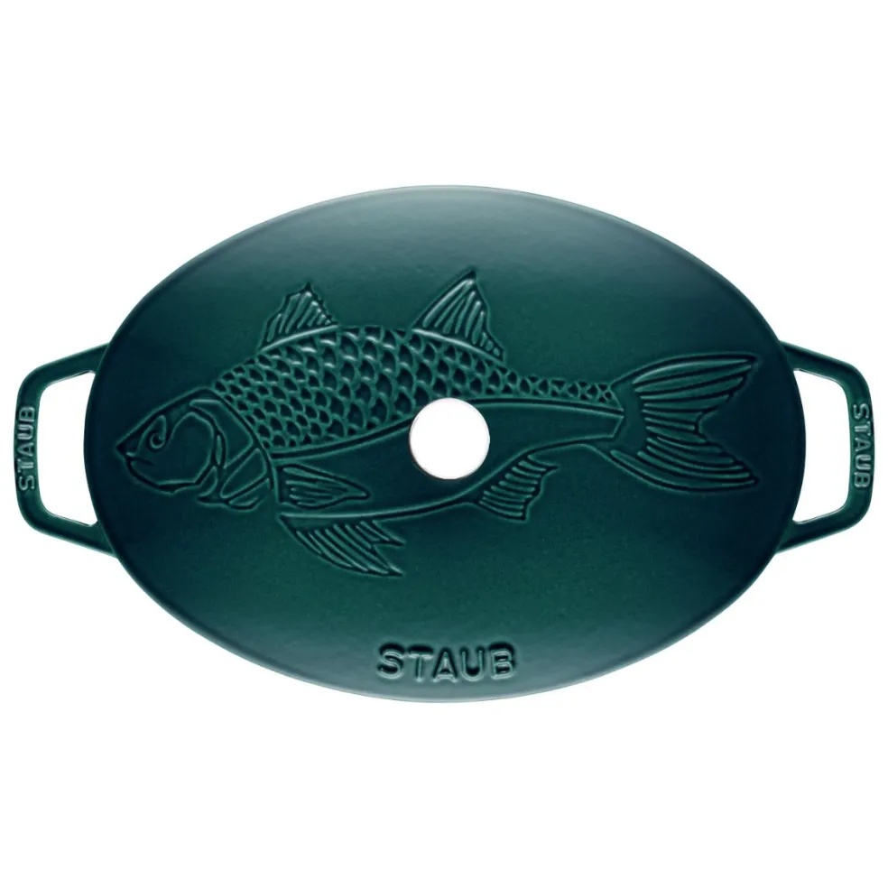Fuente de horno ovalada de hierro fundido con tapa Staub