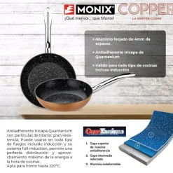 Grill antiadherente con rayas Copper Monix