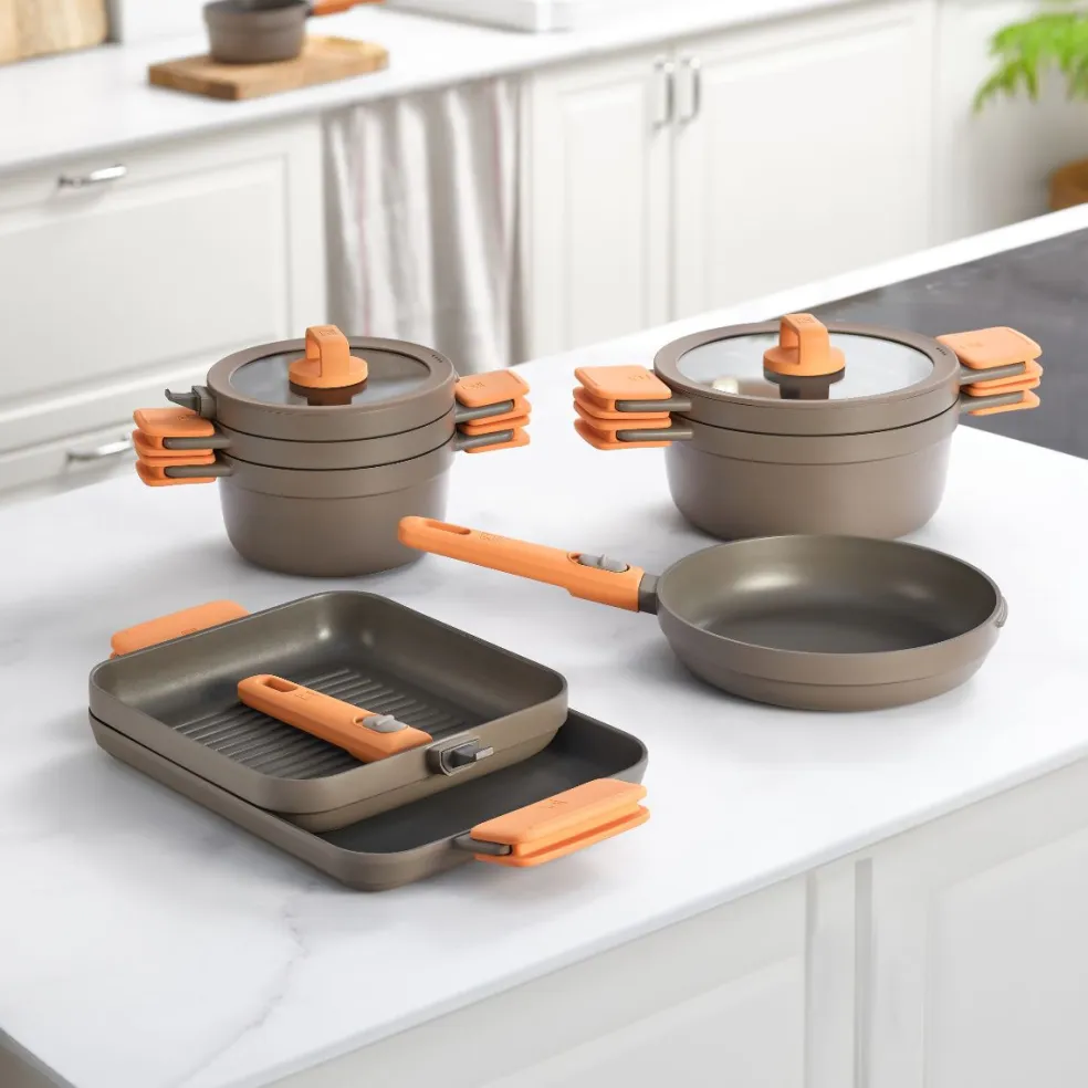 Grill con rayas antiadherente con mango desmontable Compac Pro Bra