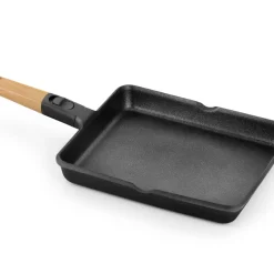Grill liso antiadherente y mango madera desmontable Market BRA
