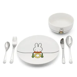 Juego cubertería 6 piezas inox y porcelana Miffy Zilverstad