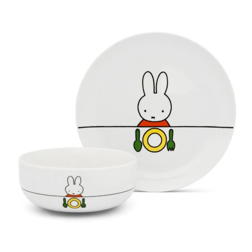 Juego cubertería 6 piezas inox y porcelana Miffy Zilverstad