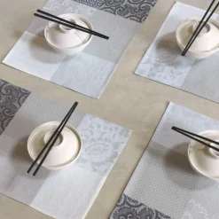Mantel individual antimanchas de algodón Fleurs de Kyoto Le Jacquard Français