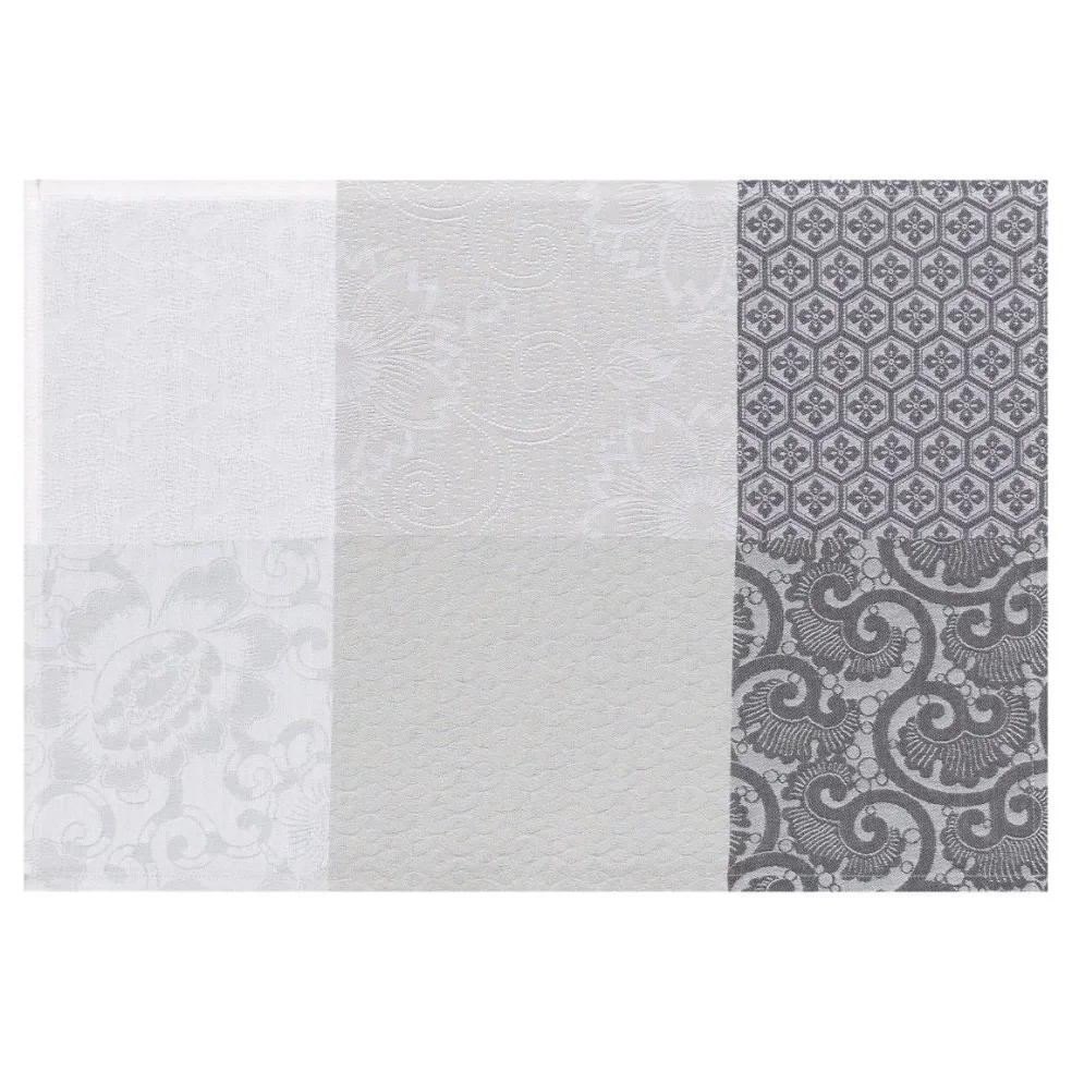 Mantel individual antimanchas de algodón Fleurs de Kyoto Le Jacquard Français