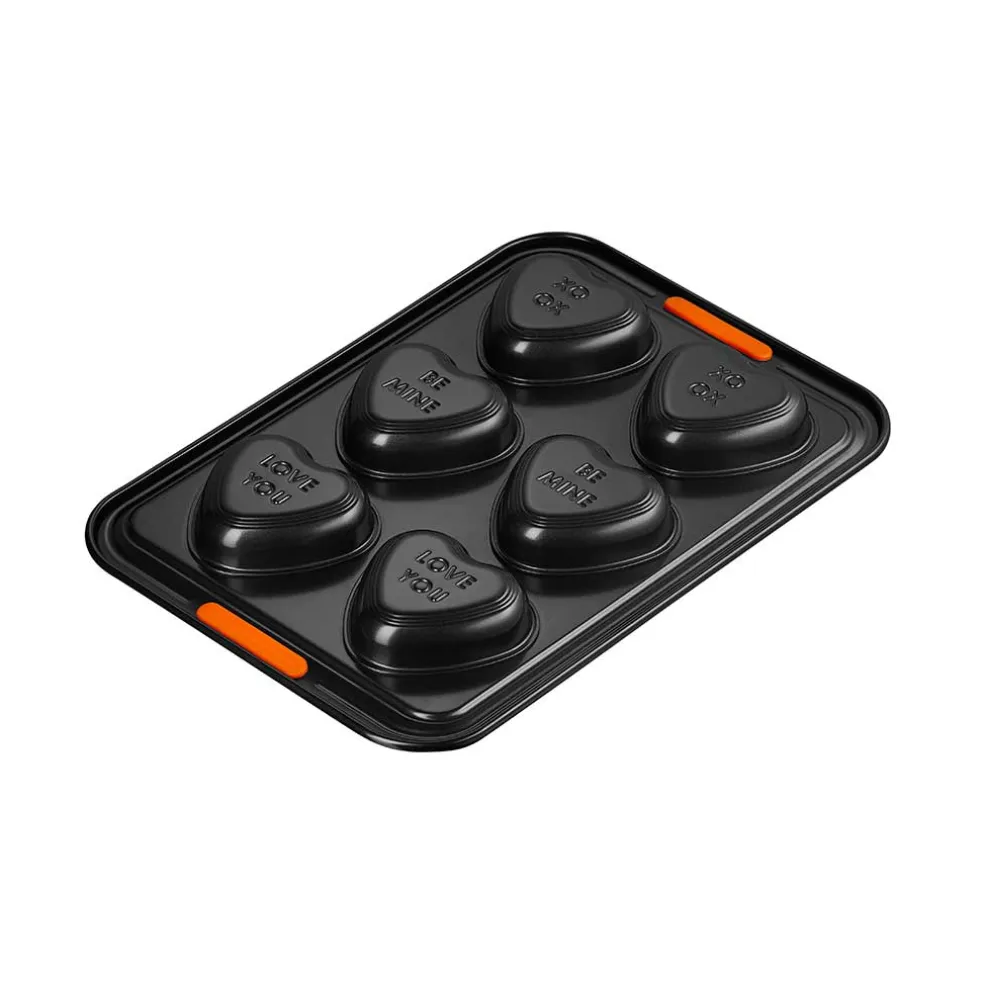 Molde 6 bizcochos corazón con mensaje Le Creuset