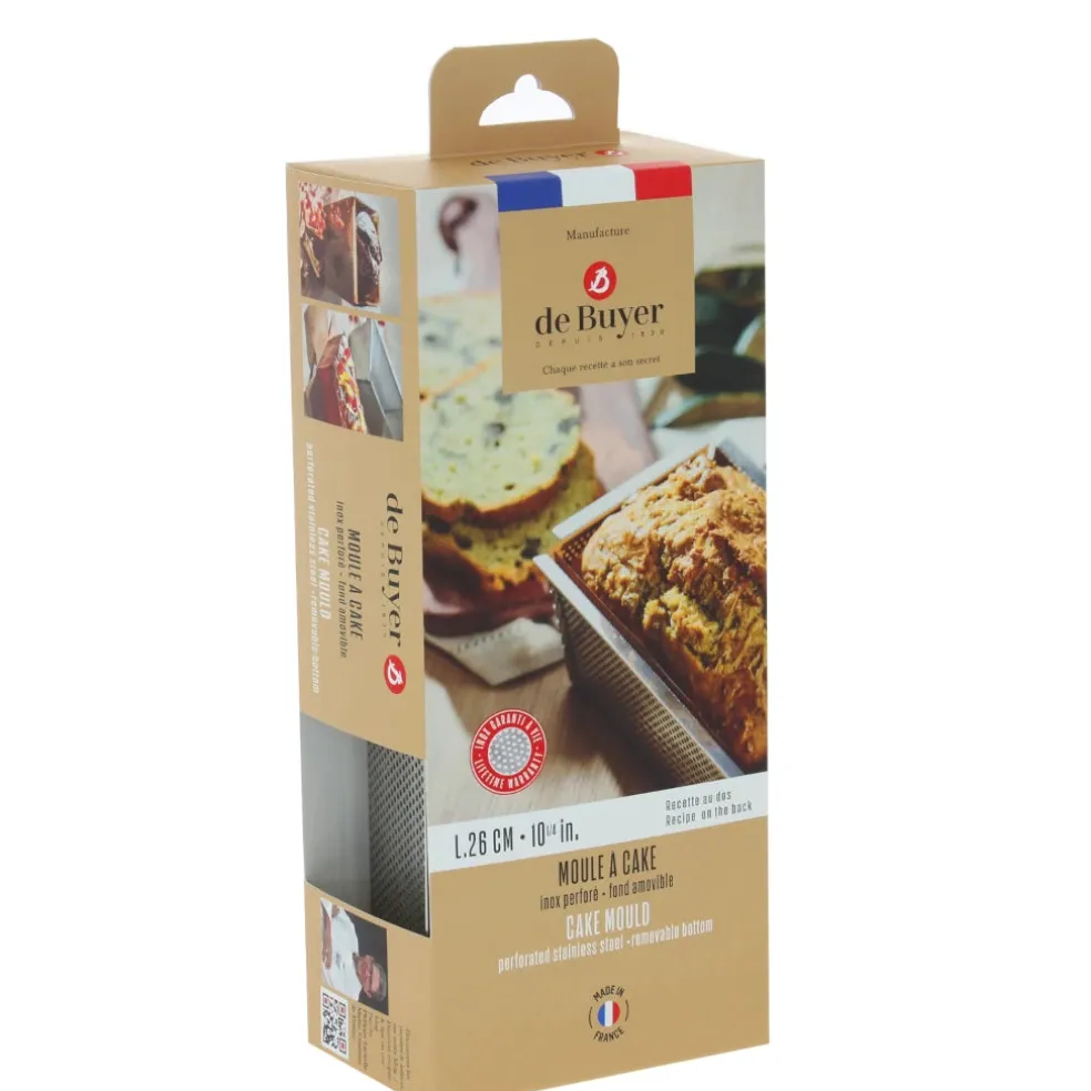Molde inox rectangular perforado con base desmontable De Buyer