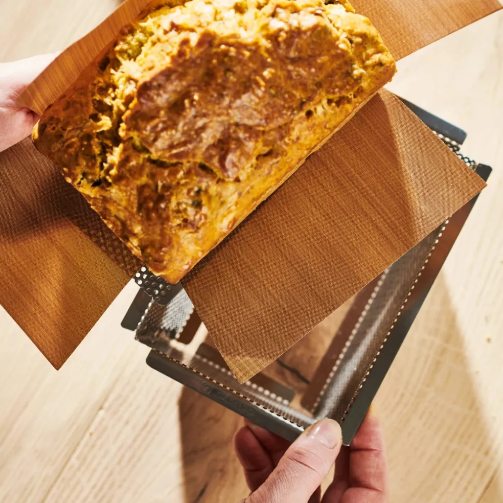 Molde inox rectangular perforado con base desmontable De Buyer
