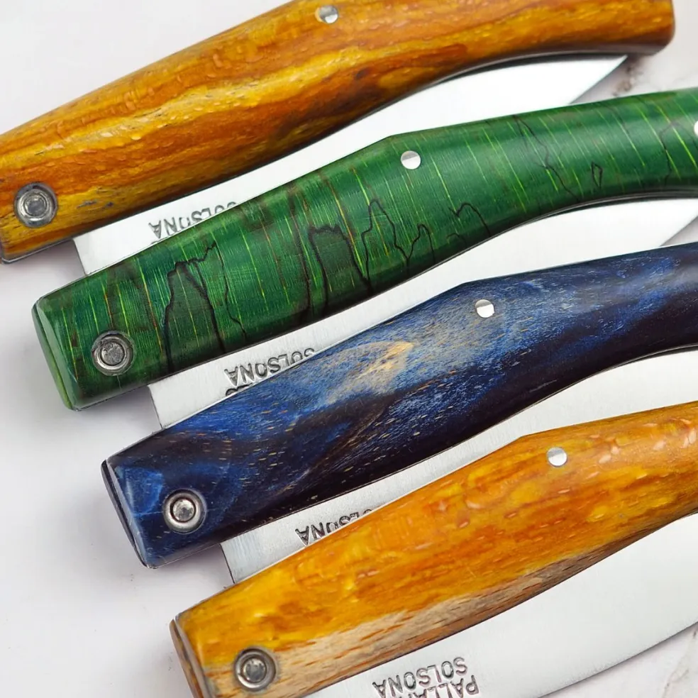 Navaja de acero inoxidable con mango de madera Pallarès