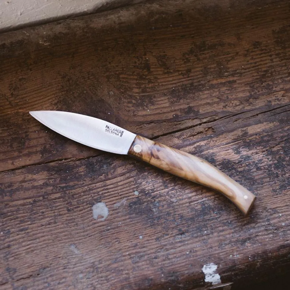 Navaja Pallarès de acero inoxidable con mango de olivo