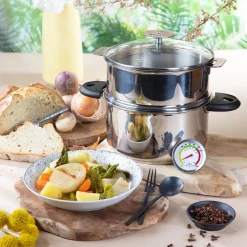 Olla vaporera de acero inoxidable con termómetro BIOME Cristel