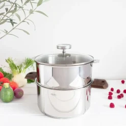 Olla vaporera de acero inoxidable con termómetro BIOME Cristel