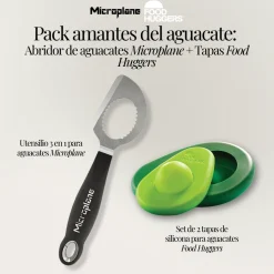 Pack amantes del aguacate: Abridor de aguacates Microplane + Tapas Food Huggers