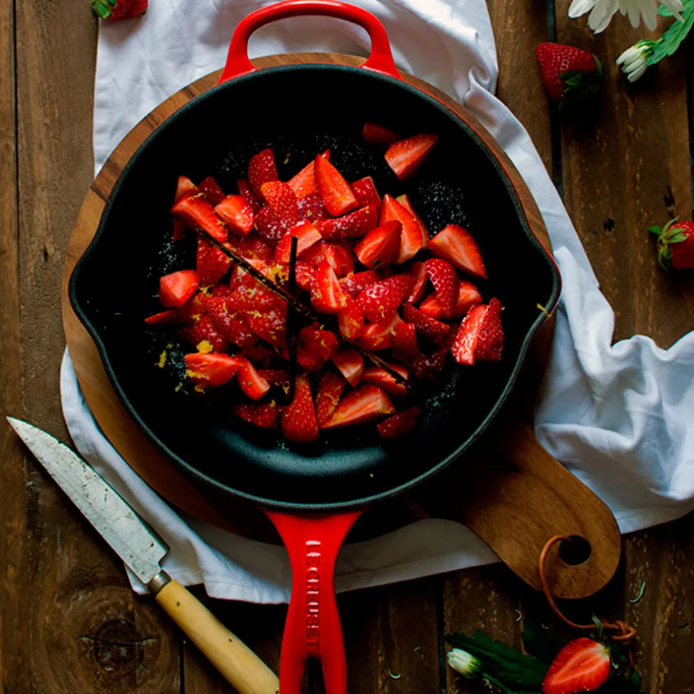 Pack sartén de hierro skillet y Sartén acero inoxidable Le Creuset