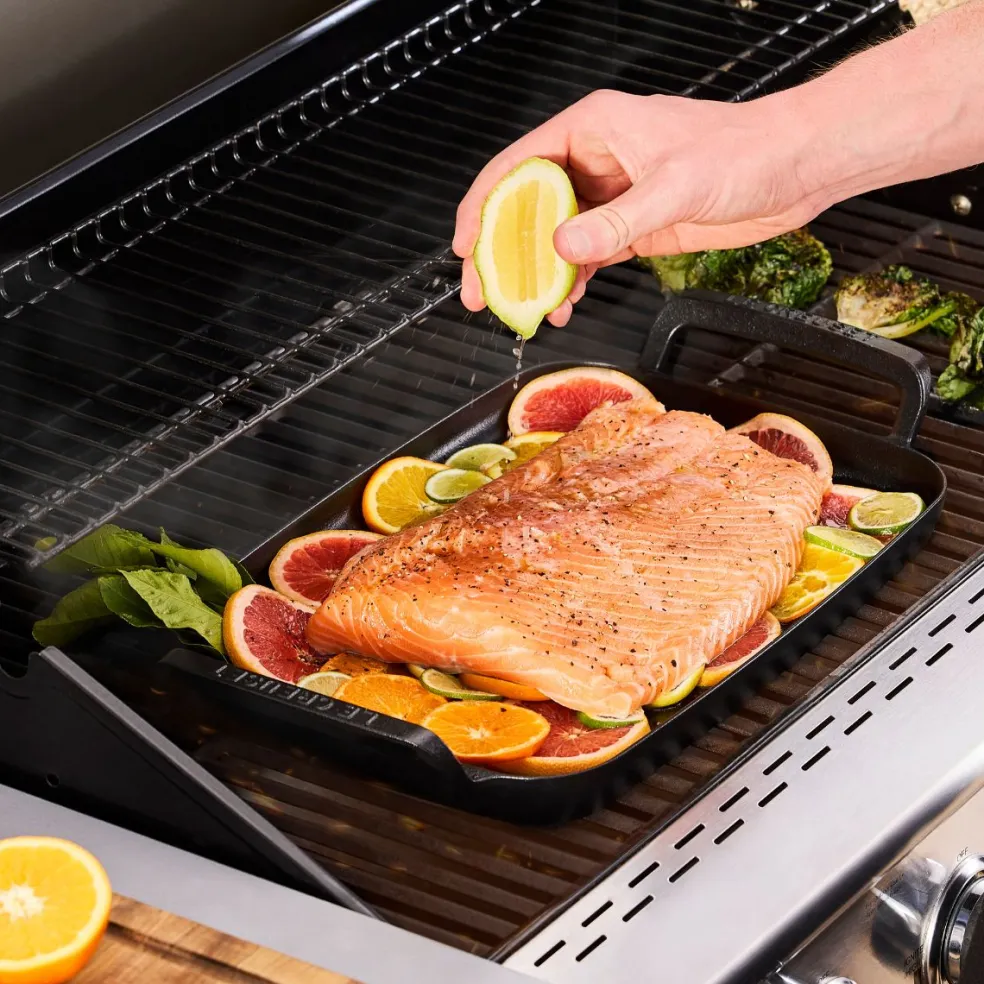 Parrilla lisa rectangular hierro fundido BBQ Outdoor Le Creuset