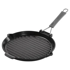 Parrilla redonda de hierro fundido con mango plegable Staub