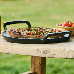 Parrilla redonda lisa y bandeja para pizza hierro fundido BBQ Outdoor Le Creuset