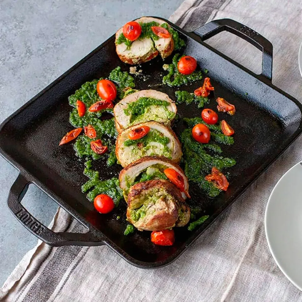 Plancha lisa cuadrada con asas 28cm Chef Collection Lodge