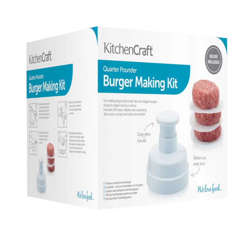 Prensa para hamburgesas con 100 discos BlueCard KitchenCraft