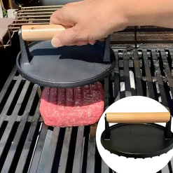 Prensa para parrilla de hierro fundido y asa de madera Küchenprofi