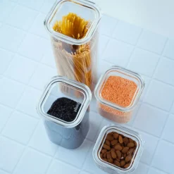 Recipientes con tapa de cristal y goma selladora Pebbly