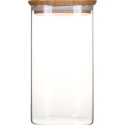 Recipientes herméticos de cristal con tapa de bambú Pebbly