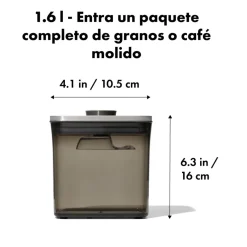 Recipiente tintado para café con tapa de acero y cuchara POP 2.0 STEEL OXO