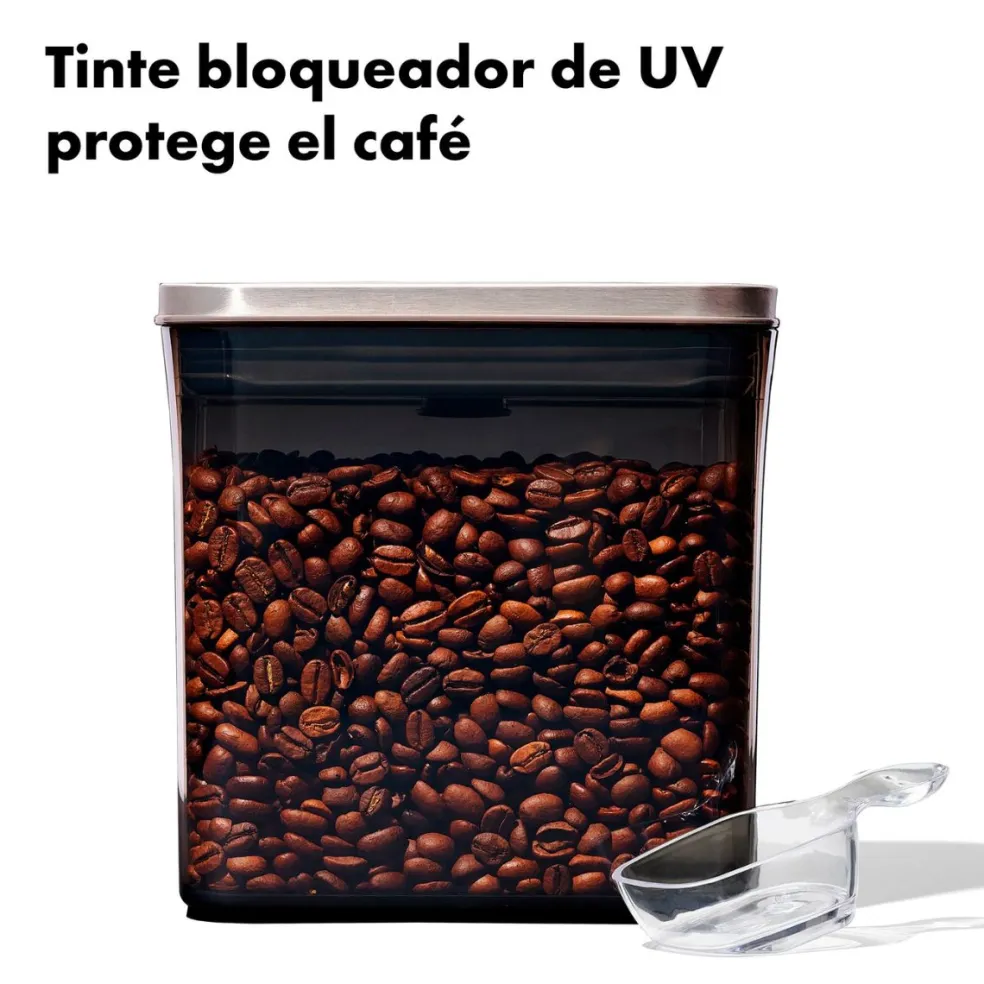 Recipiente tintado para café con tapa de acero y cuchara POP 2.0 STEEL OXO