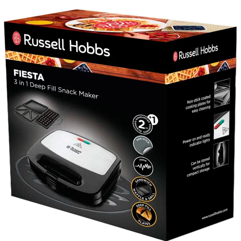 Sandwichera 3 en 1 de placas hondas Russell Hobbs