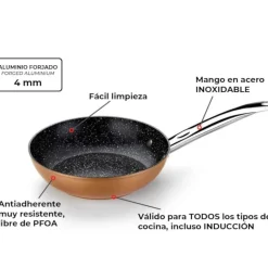 Sartén antiadherente Copper Monix (acabado cobre+titanio)