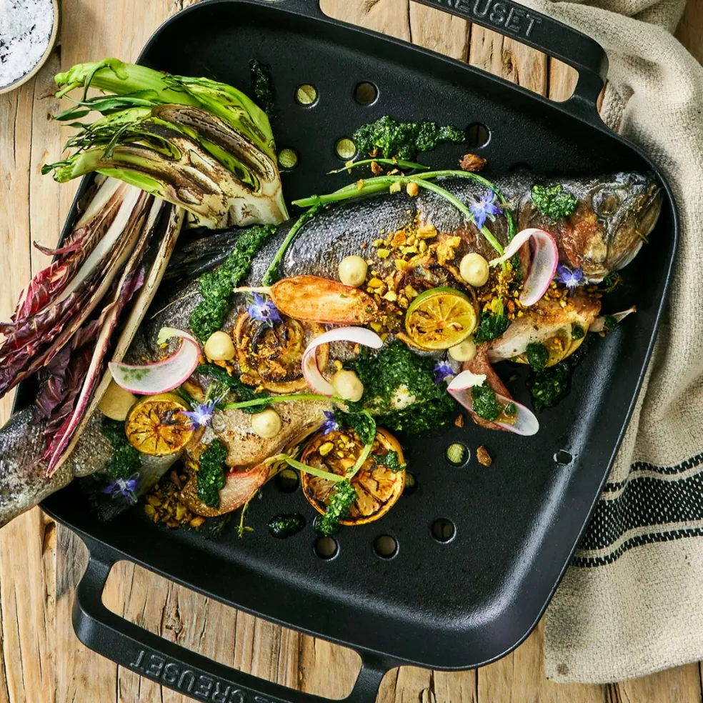 Sartén asadora cuadrada hierro fundido BBQ Outdoor Le Creuset