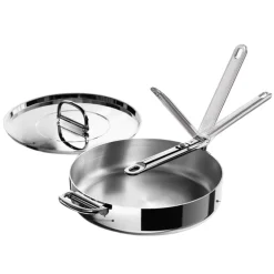 Sartén de acero inoxidable tricapa y con mango plegable Space Steel Joseph Joseph