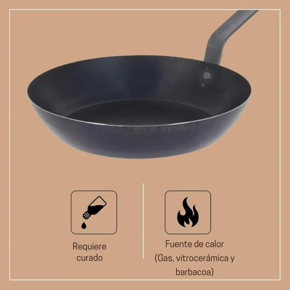 Sartén de hierro Carbone Plus con mango de acero inox Pro De Buyer