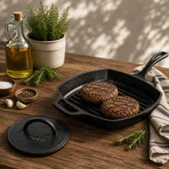 Sartén grill cuadrada con prensa de hierro Lodge