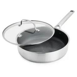 Sauté cerámica de acero inox tricapa con fondo de nido de abeja y tapa de cristal Apex GreenPan